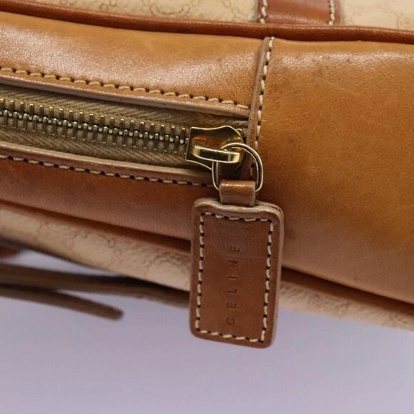 CELINE Macadam Canvas Backpack PVC Leather Beige Auth BD1038 - Picture 12 of 16